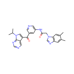 Cc1cc2ncn(CC(=O)Nc3cncc(C(=O)c4cn(C(C)C)c5ncncc45)c3)c2cc1C ZINC000169707712