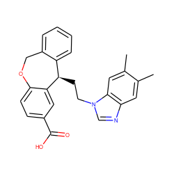 Cc1cc2ncn(CC[C@@H]3c4ccccc4COc4ccc(C(=O)O)cc43)c2cc1C ZINC000013727163