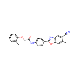 Cc1cc2oc(-c3ccc(NC(=O)COc4ccccc4C)cc3)nc2cc1C#N ZINC000045385111