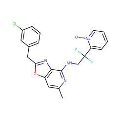 Cc1cc2oc(Cc3cccc(Cl)c3)nc2c(NCC(F)(F)c2cccc[n+]2[O-])n1 ZINC000028528951