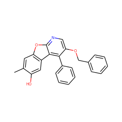 Cc1cc2oc3ncc(OCc4ccccc4)c(-c4ccccc4)c3c2cc1O ZINC000095552464