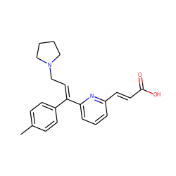 Cc1ccc(/C(=C\CN2CCCC2)c2cccc(/C=C/C(=O)O)n2)cc1 ZINC000003776633