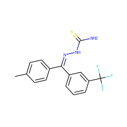 Cc1ccc(/C(=N/NC(N)=S)c2cccc(C(F)(F)F)c2)cc1 ZINC000029049314