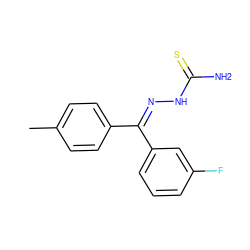 Cc1ccc(/C(=N/NC(N)=S)c2cccc(F)c2)cc1 ZINC000029049034