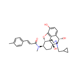 Cc1ccc(/C=C/C(=O)N(C)[C@@H]2CC[C@@]3(O)[C@H]4[C@@H](O)c5ccc(O)c6c5[C@@]3(CCN4CC3CC3)[C@H]2O6)cc1 ZINC001772604423