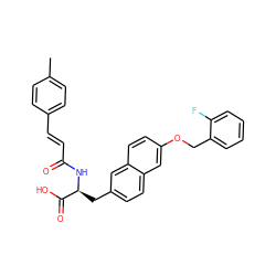 Cc1ccc(/C=C/C(=O)N[C@@H](Cc2ccc3cc(OCc4ccccc4F)ccc3c2)C(=O)O)cc1 ZINC000072178634