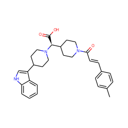 Cc1ccc(/C=C/C(=O)N2CCC([C@H](C(=O)O)N3CCC(c4c[nH]c5ccccc45)CC3)CC2)cc1 ZINC000028824813