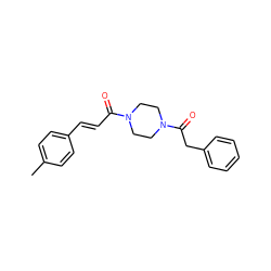 Cc1ccc(/C=C/C(=O)N2CCN(C(=O)Cc3ccccc3)CC2)cc1 ZINC000046632867