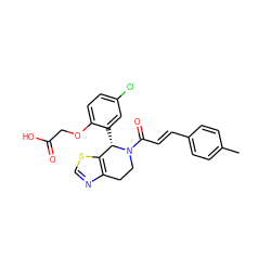 Cc1ccc(/C=C/C(=O)N2CCc3ncsc3[C@@H]2c2cc(Cl)ccc2OCC(=O)O)cc1 ZINC000217972131