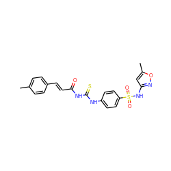 Cc1ccc(/C=C/C(=O)NC(=S)Nc2ccc(S(=O)(=O)Nc3cc(C)on3)cc2)cc1 ZINC000006088862