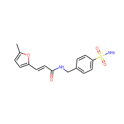 Cc1ccc(/C=C/C(=O)NCc2ccc(S(N)(=O)=O)cc2)o1 ZINC000000474729