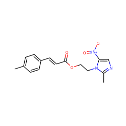 Cc1ccc(/C=C/C(=O)OCCn2c([N+](=O)[O-])cnc2C)cc1 ZINC000053312872