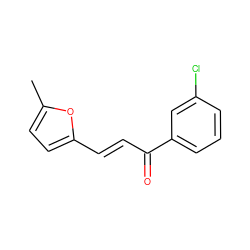 Cc1ccc(/C=C/C(=O)c2cccc(Cl)c2)o1 ZINC000071977008