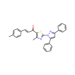 Cc1ccc(/C=C/C(=O)c2sc(-n3nc(-c4ccccc4)cc3-c3ccccc3)nc2C)cc1 ZINC000016957625