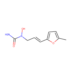 Cc1ccc(/C=C/CN(O)C(N)=O)o1 ZINC000000010351