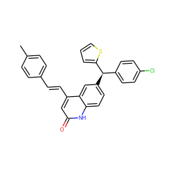 Cc1ccc(/C=C/c2cc(=O)[nH]c3ccc([C@H](c4ccc(Cl)cc4)c4cccs4)cc23)cc1 ZINC001772589690