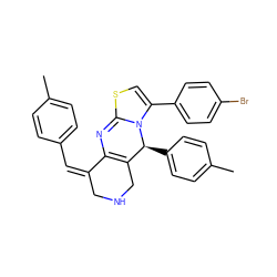 Cc1ccc(/C=C2/CNCC3=C2N=C2SC=C(c4ccc(Br)cc4)N2[C@H]3c2ccc(C)cc2)cc1 ZINC001772573517