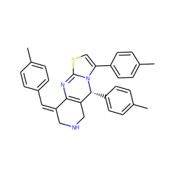 Cc1ccc(/C=C2/CNCC3=C2N=C2SC=C(c4ccc(C)cc4)N2[C@@H]3c2ccc(C)cc2)cc1 ZINC001772646606