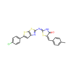 Cc1ccc(/C=C2/SC(=Nc3nc4cc(-c5ccc(Cl)cc5)sc4s3)NC2=O)cc1 ZINC000653812610