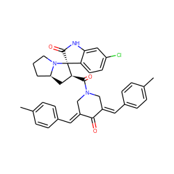 Cc1ccc(/C=C2\CN(C(=O)[C@H]3C[C@H]4CCCN4[C@]34C(=O)Nc3cc(Cl)ccc34)C/C(=C\c3ccc(C)cc3)C2=O)cc1 ZINC000096269748