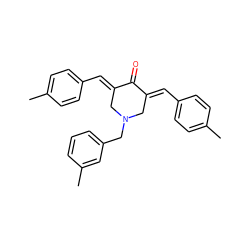 Cc1ccc(/C=C2\CN(Cc3cccc(C)c3)C/C(=C\c3ccc(C)cc3)C2=O)cc1 ZINC001772613510