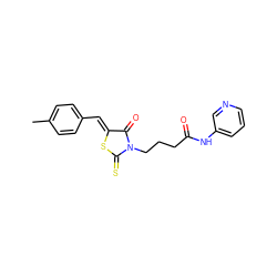 Cc1ccc(/C=C2\SC(=S)N(CCCC(=O)Nc3cccnc3)C2=O)cc1 ZINC000008656976