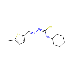 Cc1ccc(/C=N/N=C(/S)NC2CCCCC2)s1 ZINC000013685750