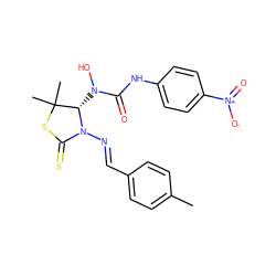 Cc1ccc(/C=N/N2C(=S)SC(C)(C)[C@@H]2N(O)C(=O)Nc2ccc([N+](=O)[O-])cc2)cc1 ZINC000013142564