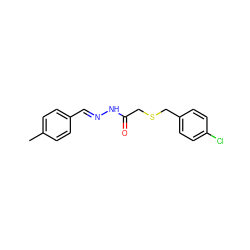 Cc1ccc(/C=N/NC(=O)CSCc2ccc(Cl)cc2)cc1 ZINC000000059830