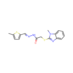 Cc1ccc(/C=N/NC(=O)CSc2nc3ccccc3n2C)s1 ZINC000000055999