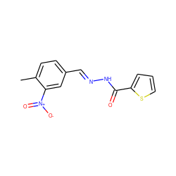 Cc1ccc(/C=N/NC(=O)c2cccs2)cc1[N+](=O)[O-] ZINC000000432640