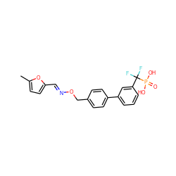 Cc1ccc(/C=N/OCc2ccc(-c3cccc(C(F)(F)P(=O)(O)O)c3)cc2)o1 ZINC000071316167