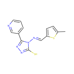 Cc1ccc(/C=N/n2c(S)nnc2-c2cccnc2)s1 ZINC000001240883