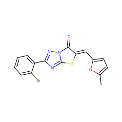 Cc1ccc(/C=c2\sc3nc(-c4ccccc4Br)nn3c2=O)o1 ZINC000013115757