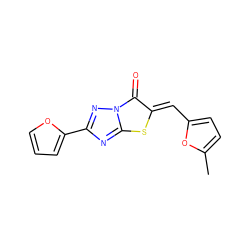 Cc1ccc(/C=c2\sc3nc(-c4ccco4)nn3c2=O)o1 ZINC000013147312