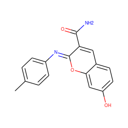 Cc1ccc(/N=c2\oc3cc(O)ccc3cc2C(N)=O)cc1 ZINC000013750014