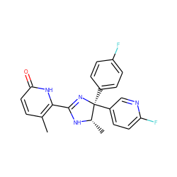 Cc1ccc(=O)[nH]c1C1=N[C@@](c2ccc(F)cc2)(c2ccc(F)nc2)[C@H](C)N1 ZINC000071294928