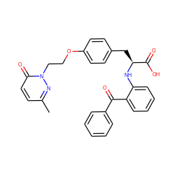 Cc1ccc(=O)n(CCOc2ccc(C[C@H](Nc3ccccc3C(=O)c3ccccc3)C(=O)O)cc2)n1 ZINC000013782256