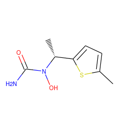 Cc1ccc([C@@H](C)N(O)C(N)=O)s1 ZINC000013762892