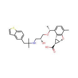 Cc1ccc([C@@H](C)OC[C@H](O)CNC(C)(C)Cc2ccc3sccc3c2)c2c1O[C@@H]1[C@@H](C(=O)O)[C@H]21 ZINC000653823821