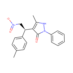 Cc1ccc([C@@H](C[N+](=O)[O-])c2c(C)[nH]n(-c3ccccc3)c2=O)cc1 ZINC000005730541