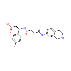 Cc1ccc([C@@H](CC(=O)O)NC(=O)CCC(=O)Nc2ccc3c(c2)CNCC3)cc1 ZINC000058538385