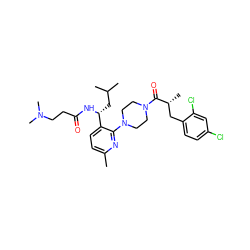 Cc1ccc([C@@H](CC(C)C)NC(=O)CCN(C)C)c(N2CCN(C(=O)[C@H](C)Cc3ccc(Cl)cc3Cl)CC2)n1 ZINC000028826806