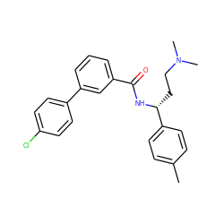 Cc1ccc([C@@H](CCN(C)C)NC(=O)c2cccc(-c3ccc(Cl)cc3)c2)cc1 ZINC000045283579