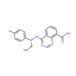 Cc1ccc([C@@H](CN)Nc2ncnc3c(C(N)=O)cccc23)cc1 ZINC000114346125