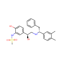 Cc1ccc([C@@H](Cc2ccccc2)NC[C@@H](O)c2ccc(O)c(NS(C)(=O)=O)c2)cc1C ZINC000026825853