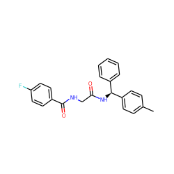 Cc1ccc([C@@H](NC(=O)CNC(=O)c2ccc(F)cc2)c2ccccc2)cc1 ZINC000025025135