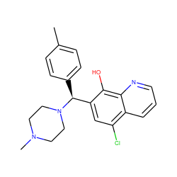 Cc1ccc([C@@H](c2cc(Cl)c3cccnc3c2O)N2CCN(C)CC2)cc1 ZINC000022861018