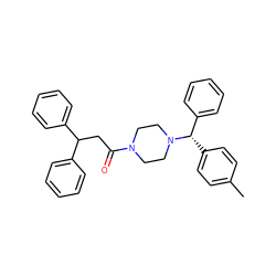 Cc1ccc([C@@H](c2ccccc2)N2CCN(C(=O)CC(c3ccccc3)c3ccccc3)CC2)cc1 ZINC000038802919