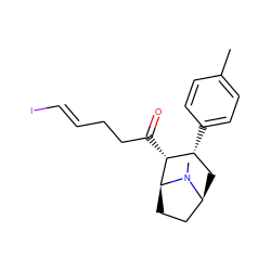 Cc1ccc([C@@H]2C[C@H]3CC[C@@H]([C@@H]2C(=O)CC/C=C/I)N3C)cc1 ZINC000036271312